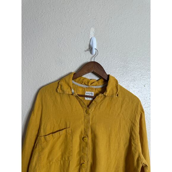 Moo 100% Linen Top and Pants Set Mustard Yellow Womans Medium - Picture 10 of 12